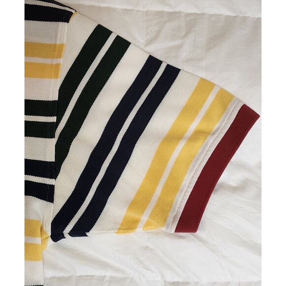 Vintage Tommy Hilfiger Polo Shirt Adult XL Multicoloured Striped Logo 1990s - Picture 7 of 11